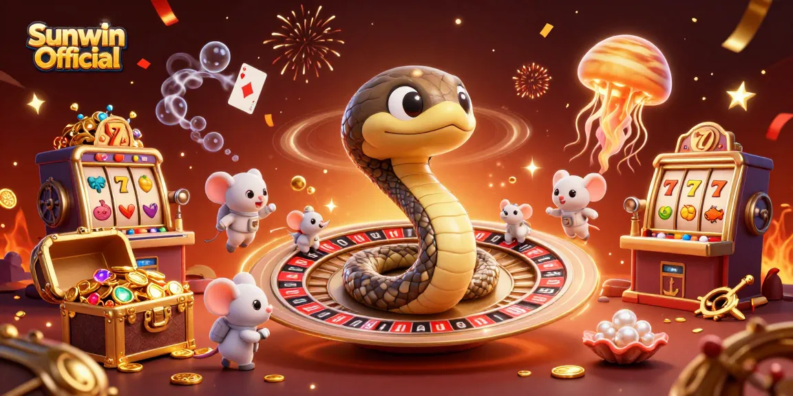 Engage with Sunwin Official's exciting gambling experience featuring a scene of cartoon characters in a vibrant, dynamic casino.