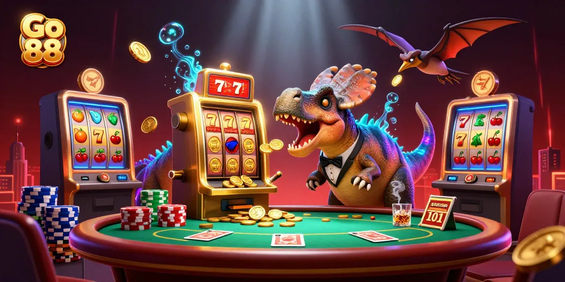 Experience thrilling wins at Go 88 as a playful pachycephalosaurus activates a jackpot slot machine!