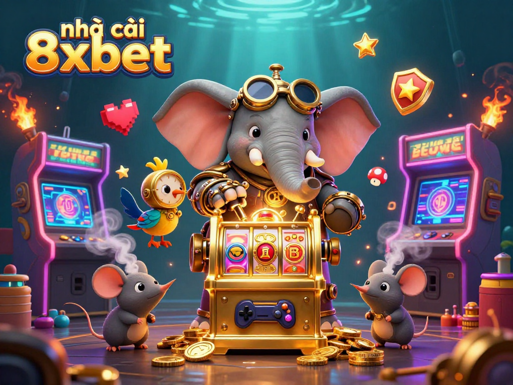 Play exciting games at nhà cái 8xbet with this vibrant 3D illustration showcasing the fun and thrill of gambling.