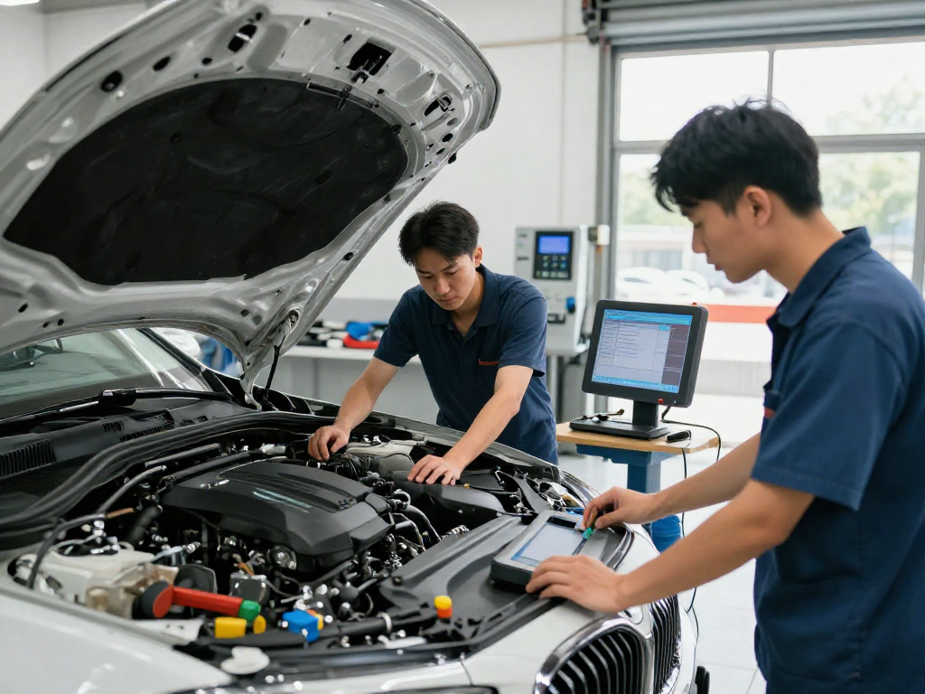 Professionelle BMW Werkstatt Hannover, wo erfahrene Techniker Fahrzeuge warten und diagnostizieren.