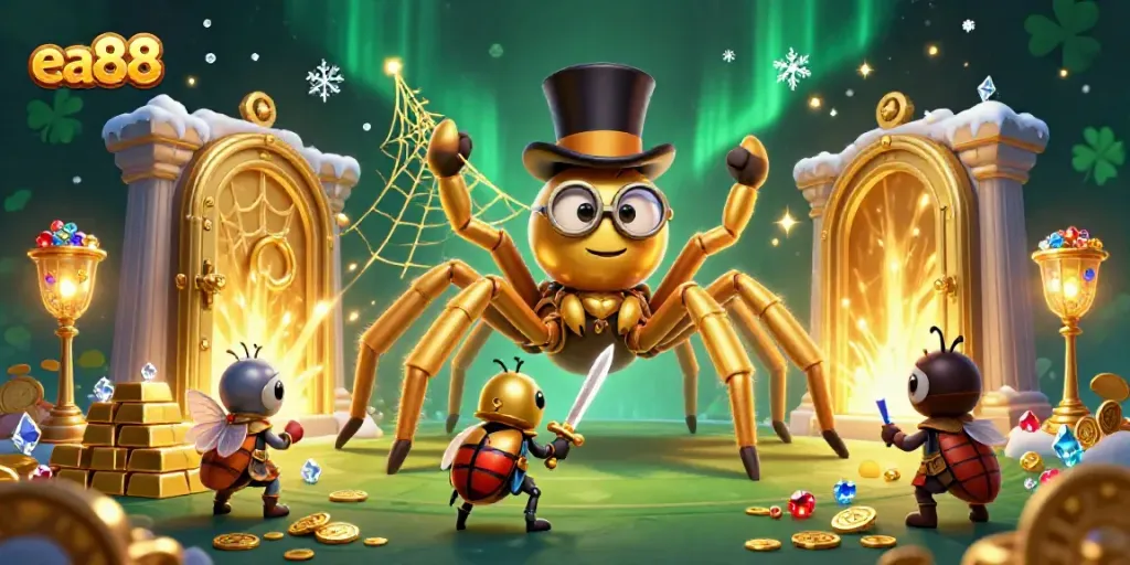 Spin the reels with ea88's vibrant casino delight featuring golden treasures and enchanting characters.