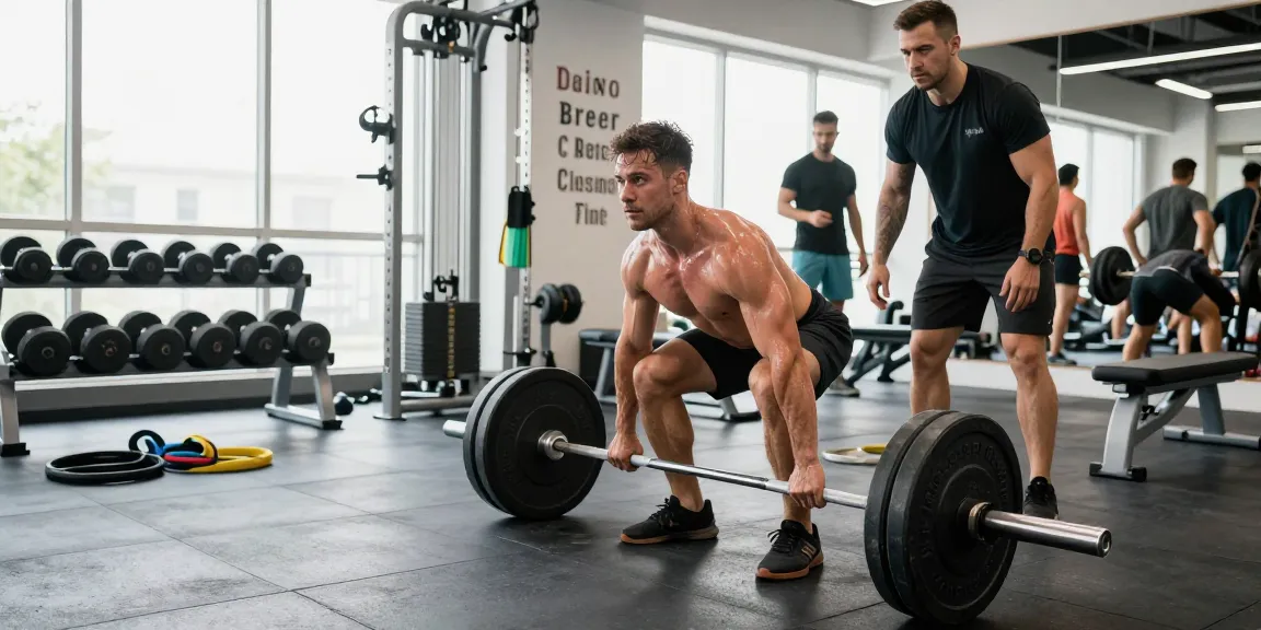Bodybuilder im Anabolika Shop beim Krafttraining, umgeben von Fitnessgeräten und natürlichem Licht.