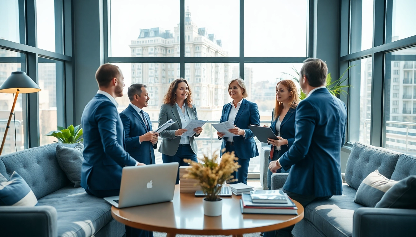 Immobilienmakler Frankfurt Eckenheim beraten Kunden in einem modernen Büro.