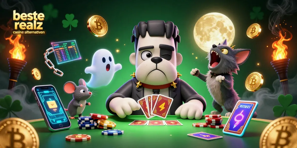 Spiele um Echtgeld in den besten Realz Casino Alternativen mit einem Frankenstein Bulldog-Monster und einem heulenden Werwolf-Kitten.